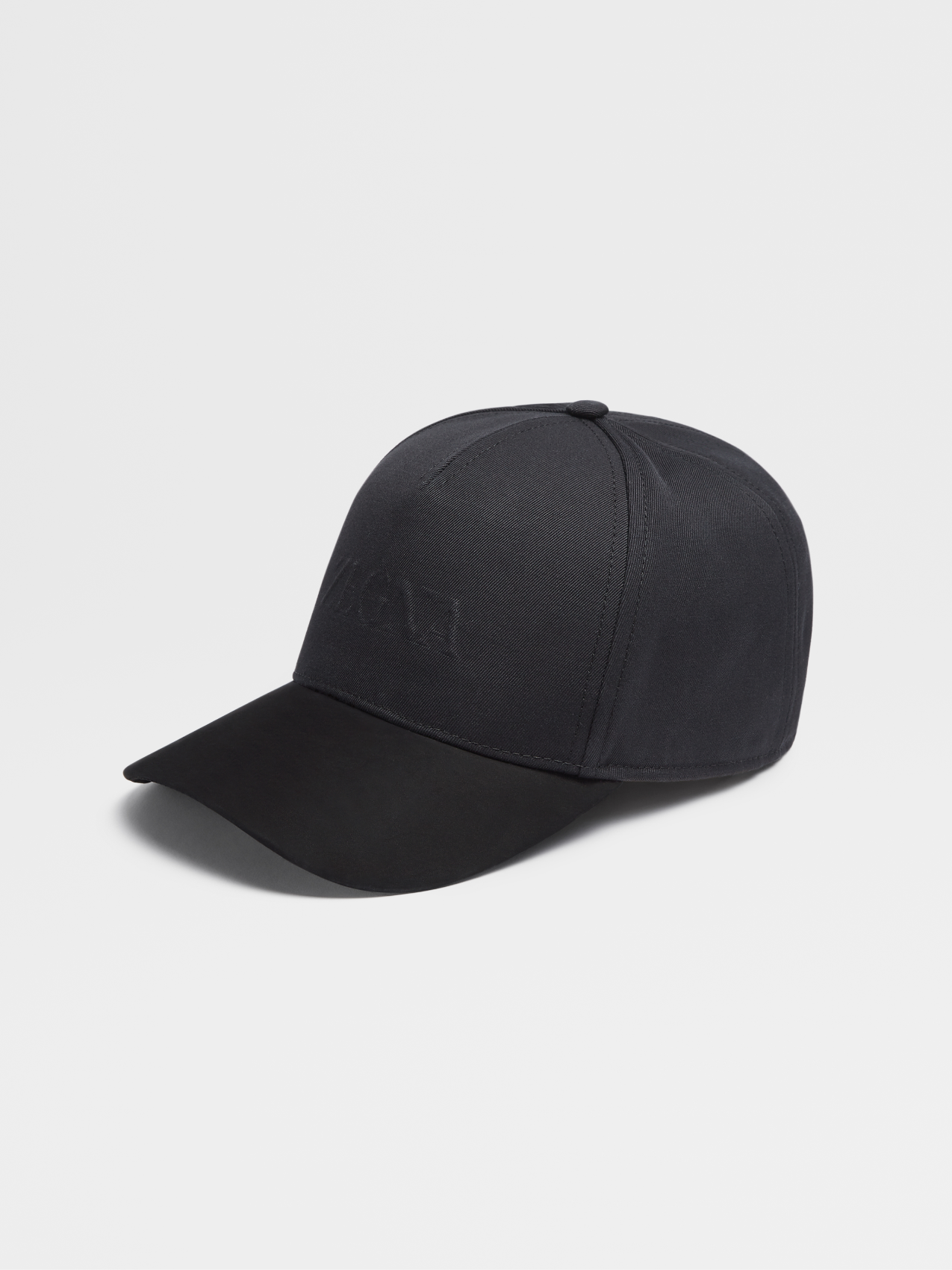 Black Cotton and Wool Baseball Cap